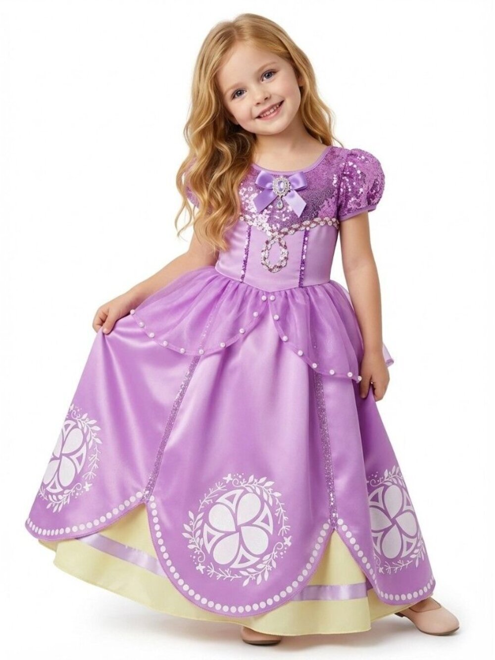 Girls Sofia Inspired Purple Princess Dress Party Gown